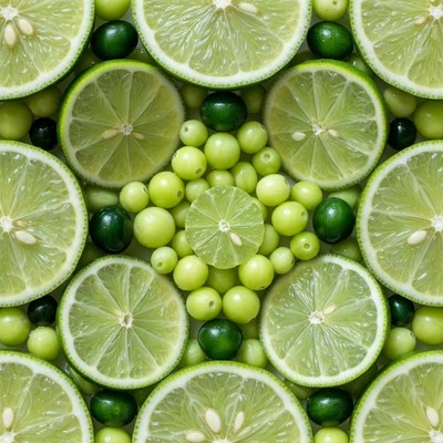 Lime Slices and Green Grapes Pattern