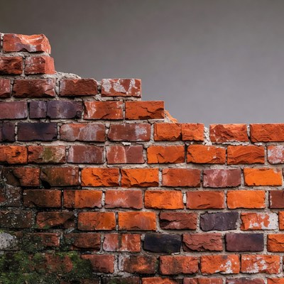 Broken Red Brick Wall