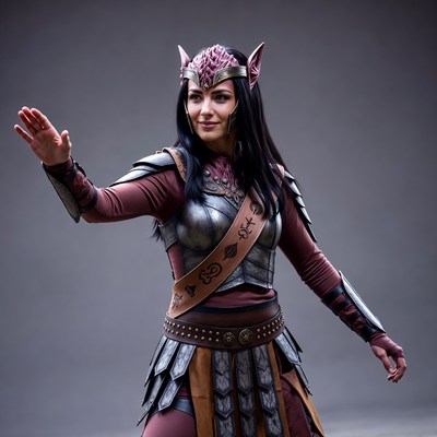 Woman in elf warrior cosplay