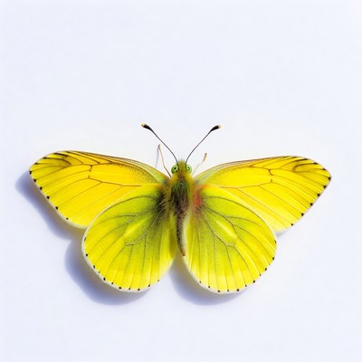 Yellow Brimstone Butterfly on White