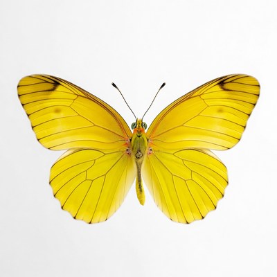 Yellow Butterfly on White Background