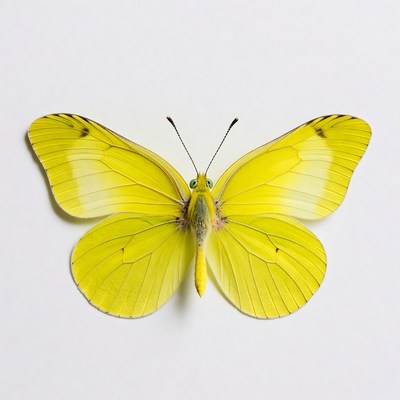 Yellow Butterfly on White Background