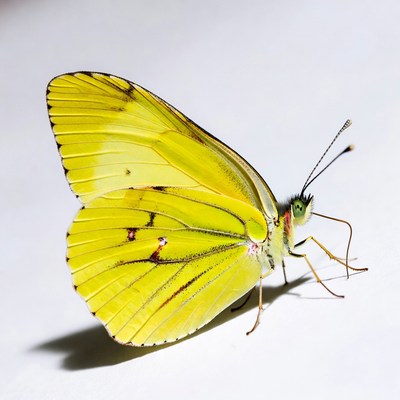 Yellow butterfly on white background