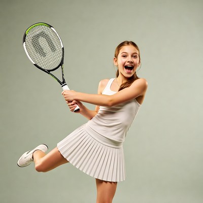 Girl holding tennis racket