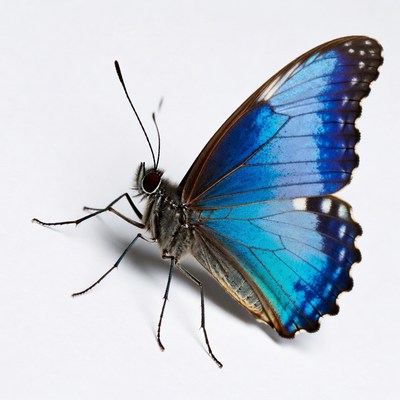 Blue butterfly on white background