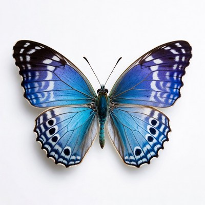Blue Morpho Butterfly on White Background