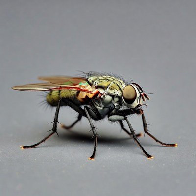 Close-up green bottle fly