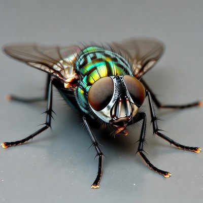 Close-up green bottle fly