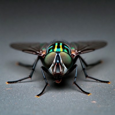Close-up green bottle fly