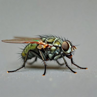 Close-up green bottle fly