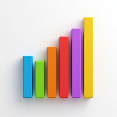 Colorful ascending bar graph chart