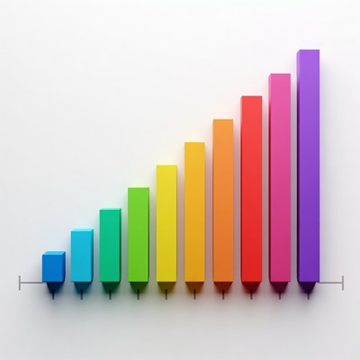 Rainbow 3D Bar Graph Rising