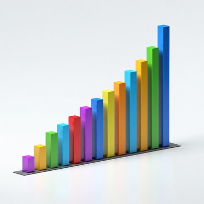 Colorful 3D Rising Bar Graph