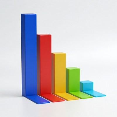 Colorful descending bar chart graph