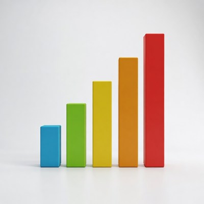 Colorful ascending bar graph chart