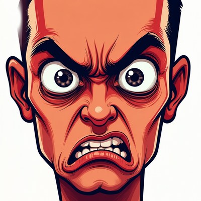 Angry cartoon man face