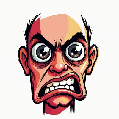 Angry cartoon man face