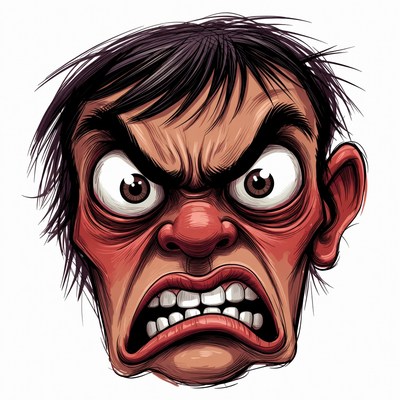Angry Cartoon Man Face