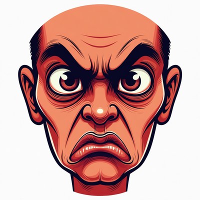 Angry bald man illustration