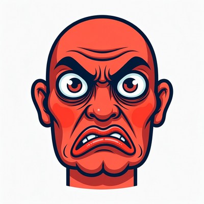 Angry red cartoon face