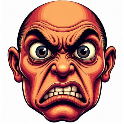 Angry bald man illustration