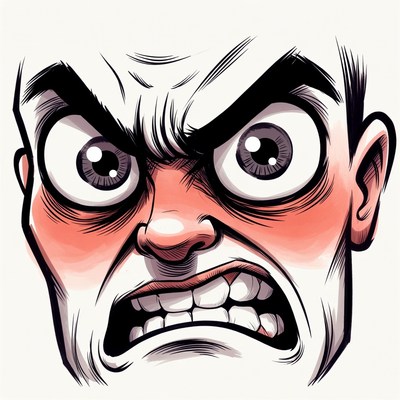 Angry Cartoon Man Face