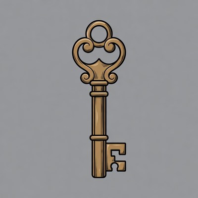 Ornate Golden Key Illustration
