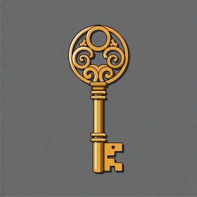Golden ornate key illustration