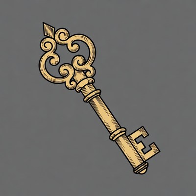 Ornate Golden Key Illustration