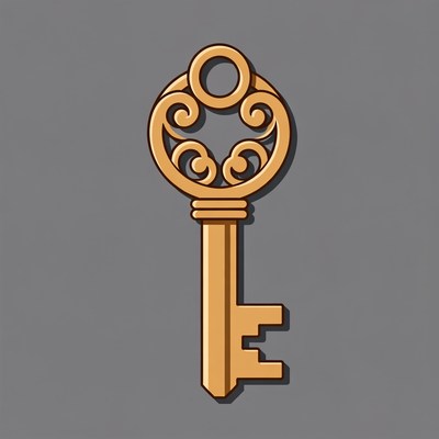 Golden ornate key illustration
