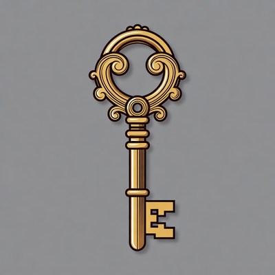 Ornate Golden Key Illustration