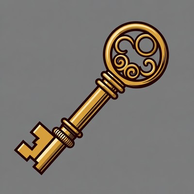 Golden ornate key illustration