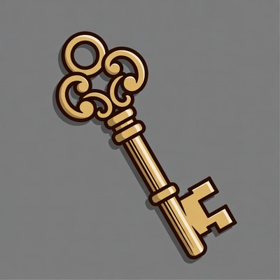 Golden ornate key illustration