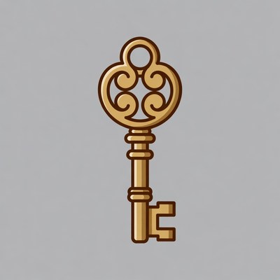 Golden ornate key illustration