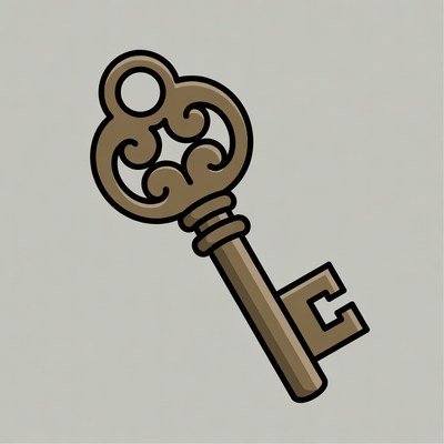 Vintage ornate key illustration
