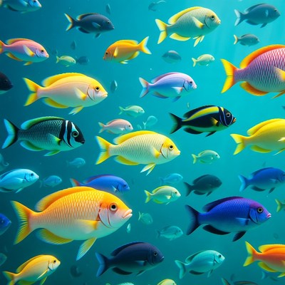 Colorful Tropical Fish Swimming Underwater