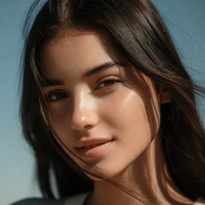 Beautiful woman with long dark hair