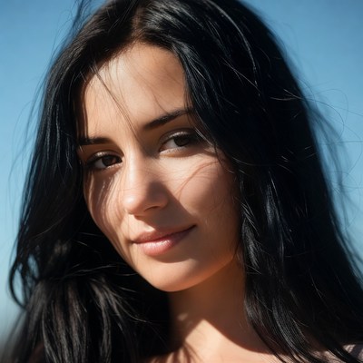 Beautiful woman with long black hair