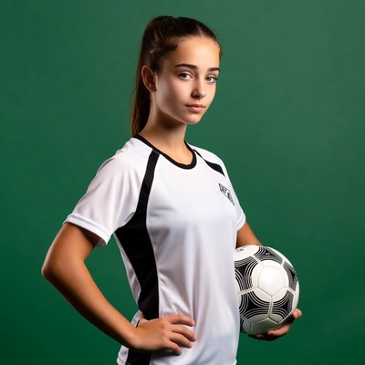 Girl holding soccer ball