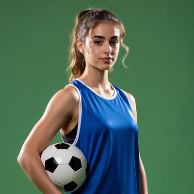 Girl holding soccer ball