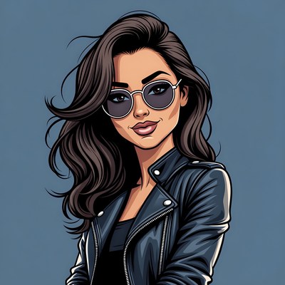 Woman in sunglasses and leather jacket