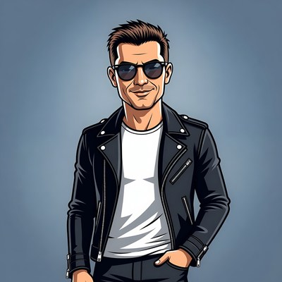 Man in leather jacket and sunglasses