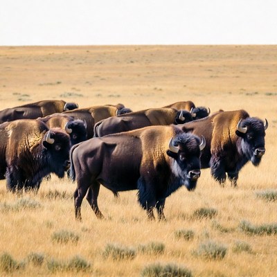 Herd of bison on prairie