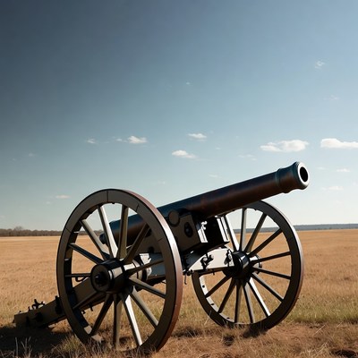 Civil War Cannon in Grassy Field