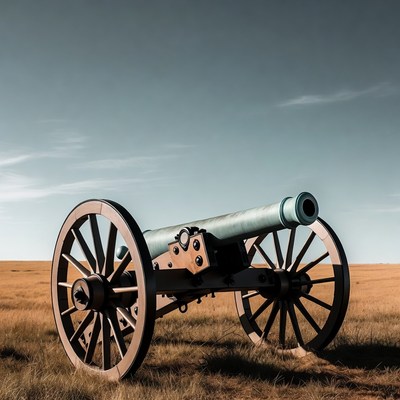 Civil War Cannon in Field