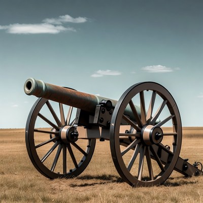 Civil War Cannon on Prairie Field