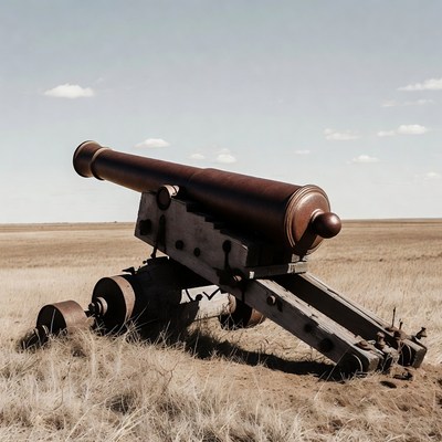 Rusty Cannon on Grassy Field