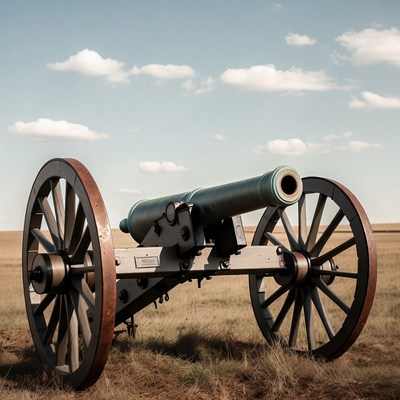 Civil War Cannon in Grassy Field