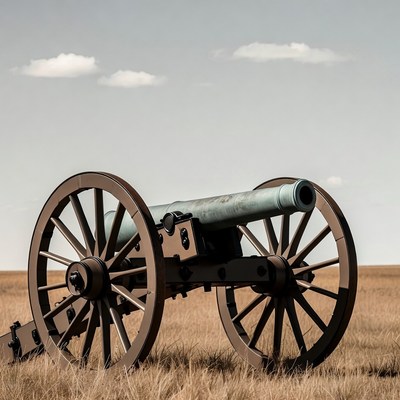Civil War Cannon in Grassy Field