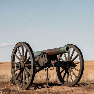Civil War Cannon in Grassy Field